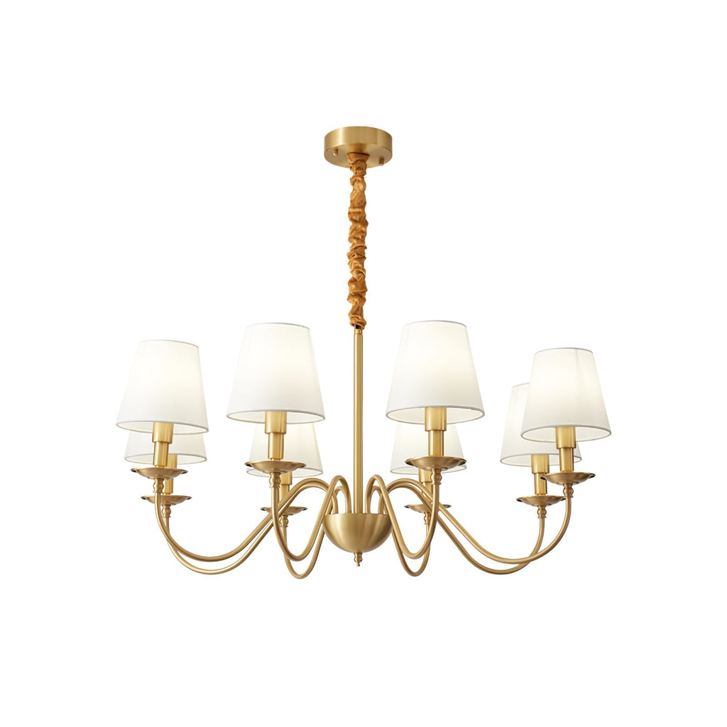 Silva Vintage LED Metal Brass Multi Fabric White Lampshade Bedroom Living Room Pendant Light