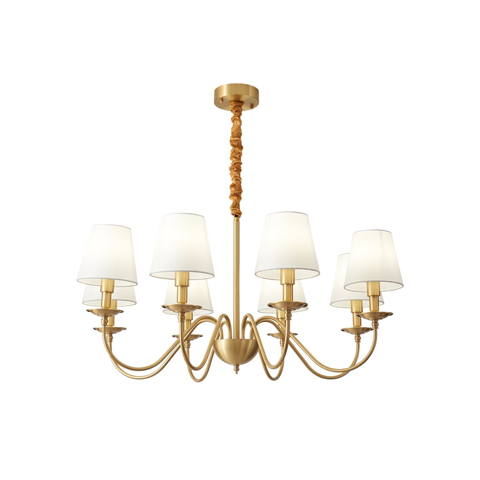 Silva Vintage LED Metal Brass Multi Fabric White Lampshade Bedroom Living Room Pendant Light