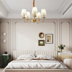 Silva Vintage LED Metal Brass Multi Fabric White Lampshade Bedroom Living Room Pendant Light