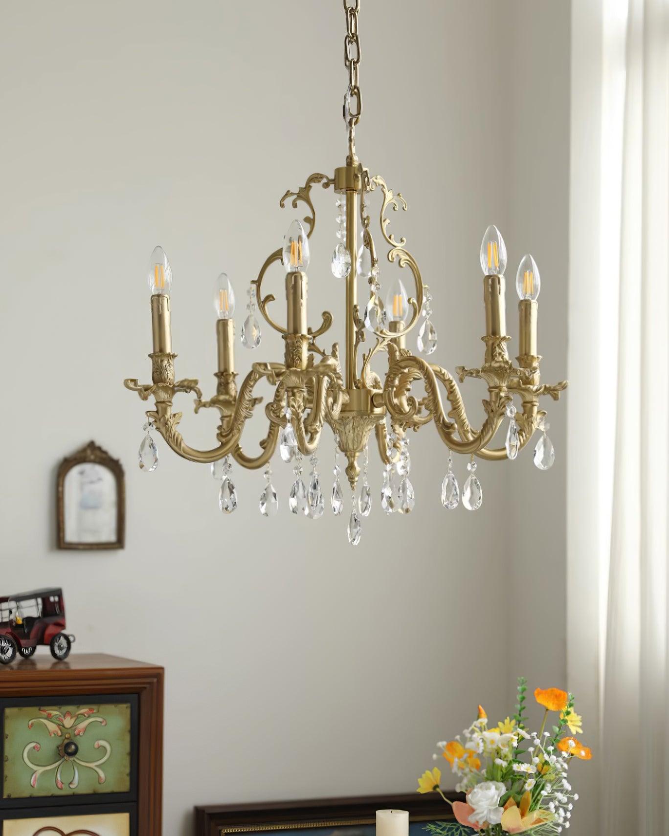 Elvion Classic Brass Crystal Chandelier