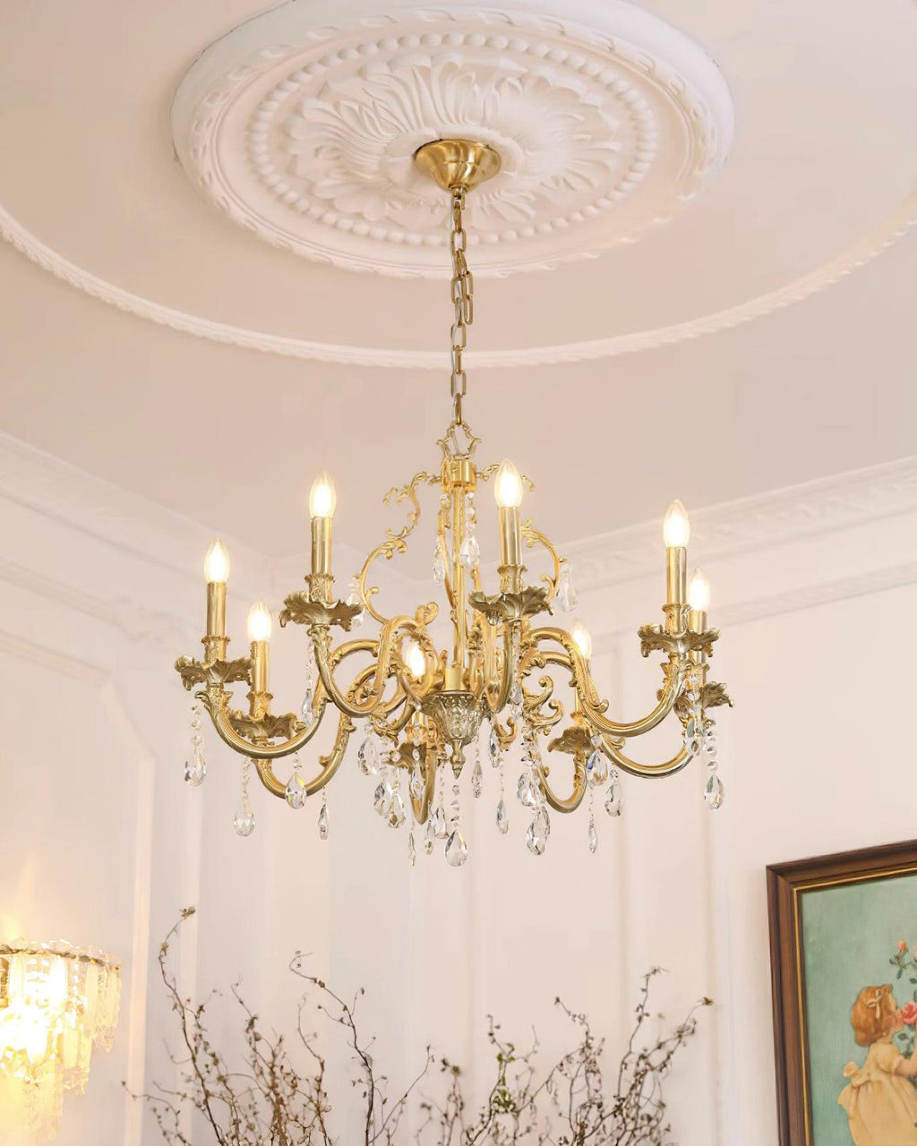 Elvion Classic Brass Crystal Chandelier