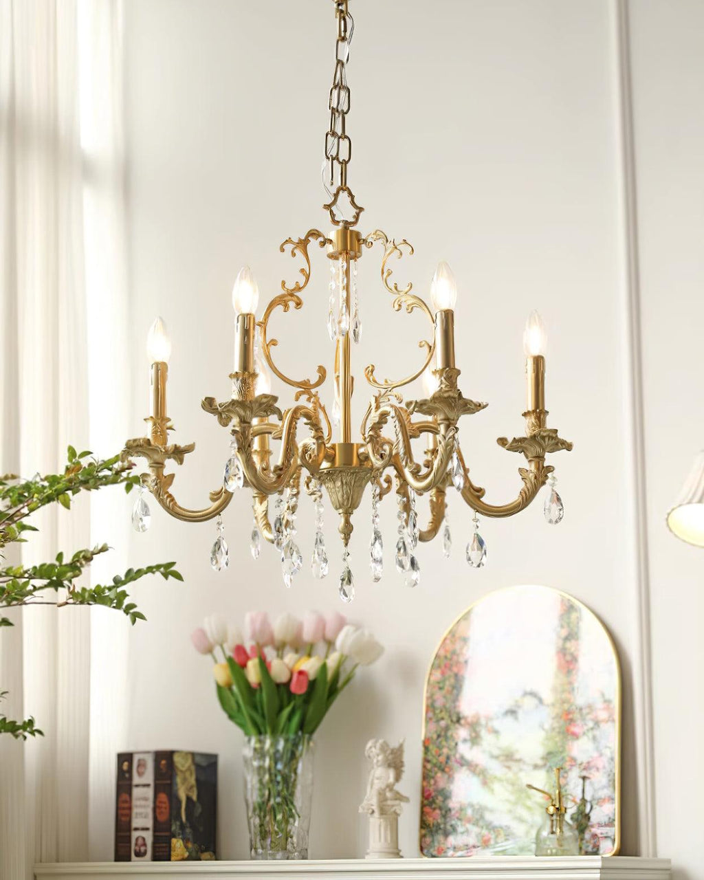 Elvion Classic Brass Crystal Chandelier