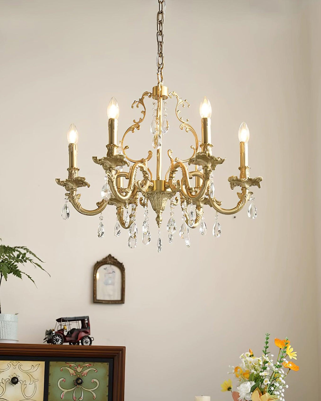 Elvion Classic Brass Crystal Chandelier