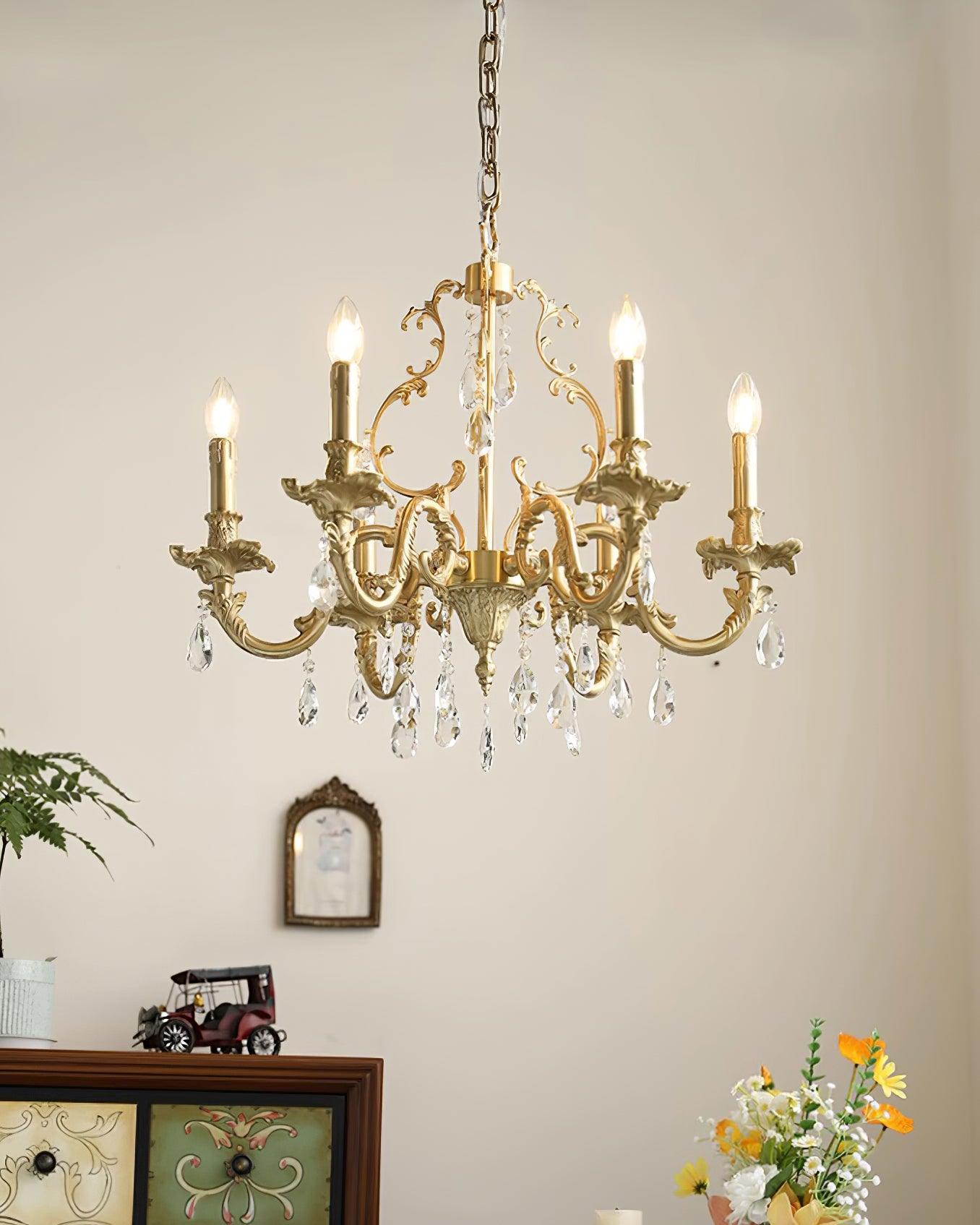 Elvion Classic Brass Crystal Chandelier