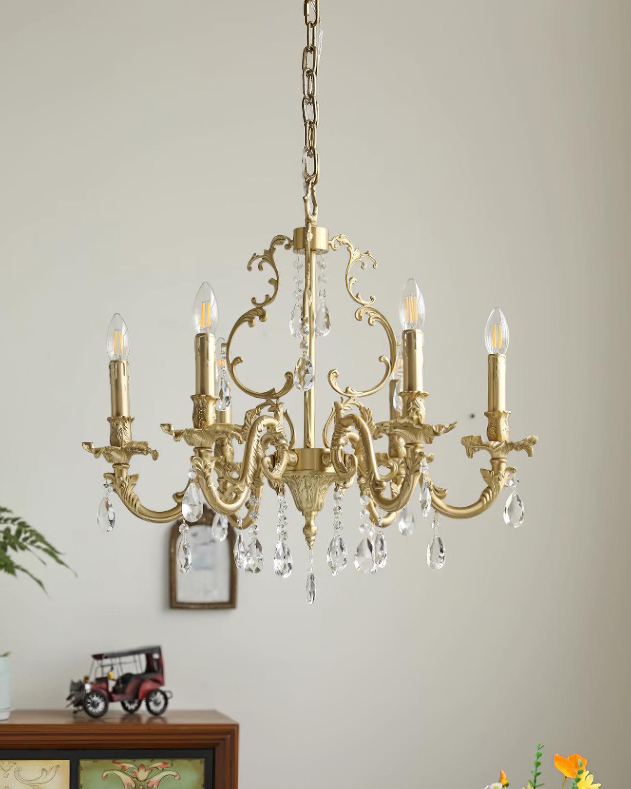 Elvion Classic Brass Crystal Chandelier