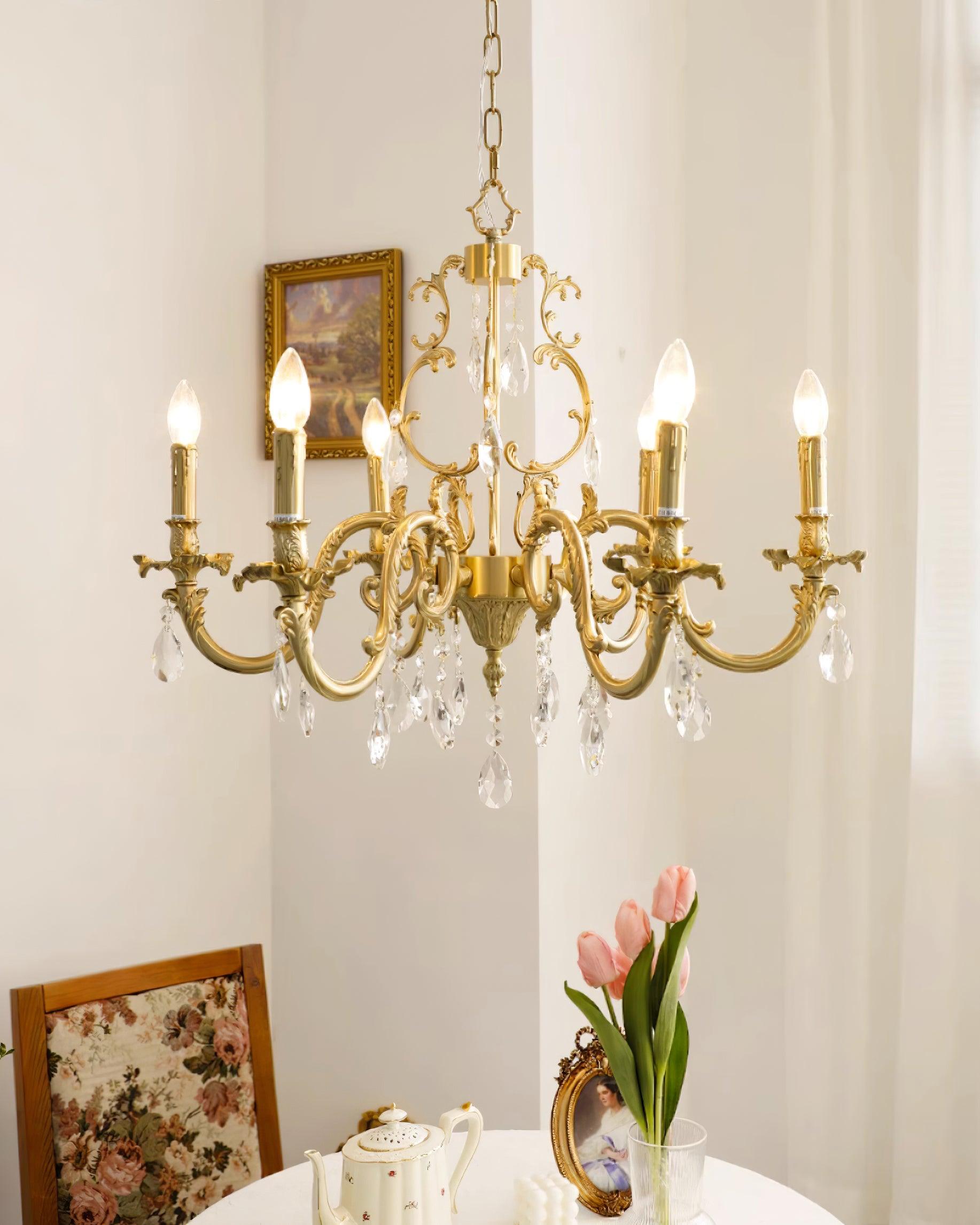 Elvion Classic Brass Crystal Chandelier