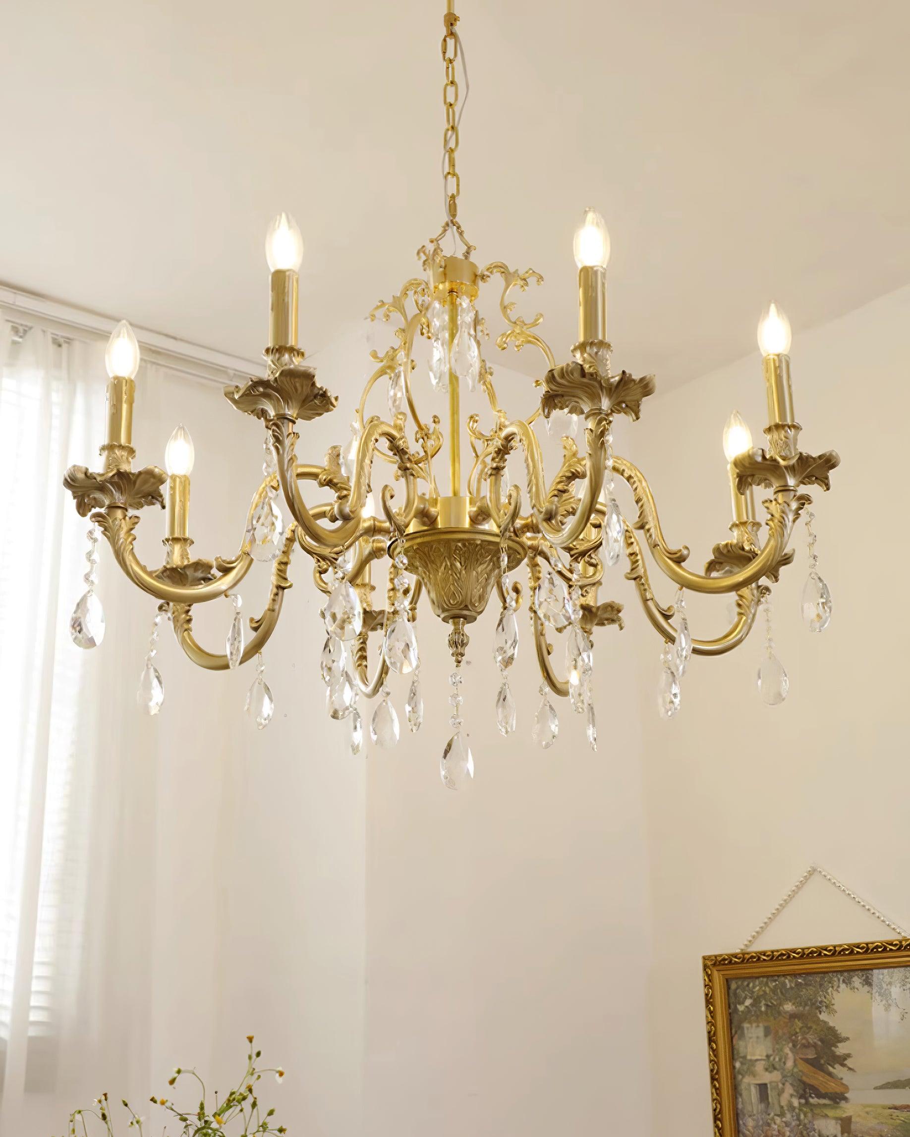 Elvion Classic Brass Crystal Chandelier