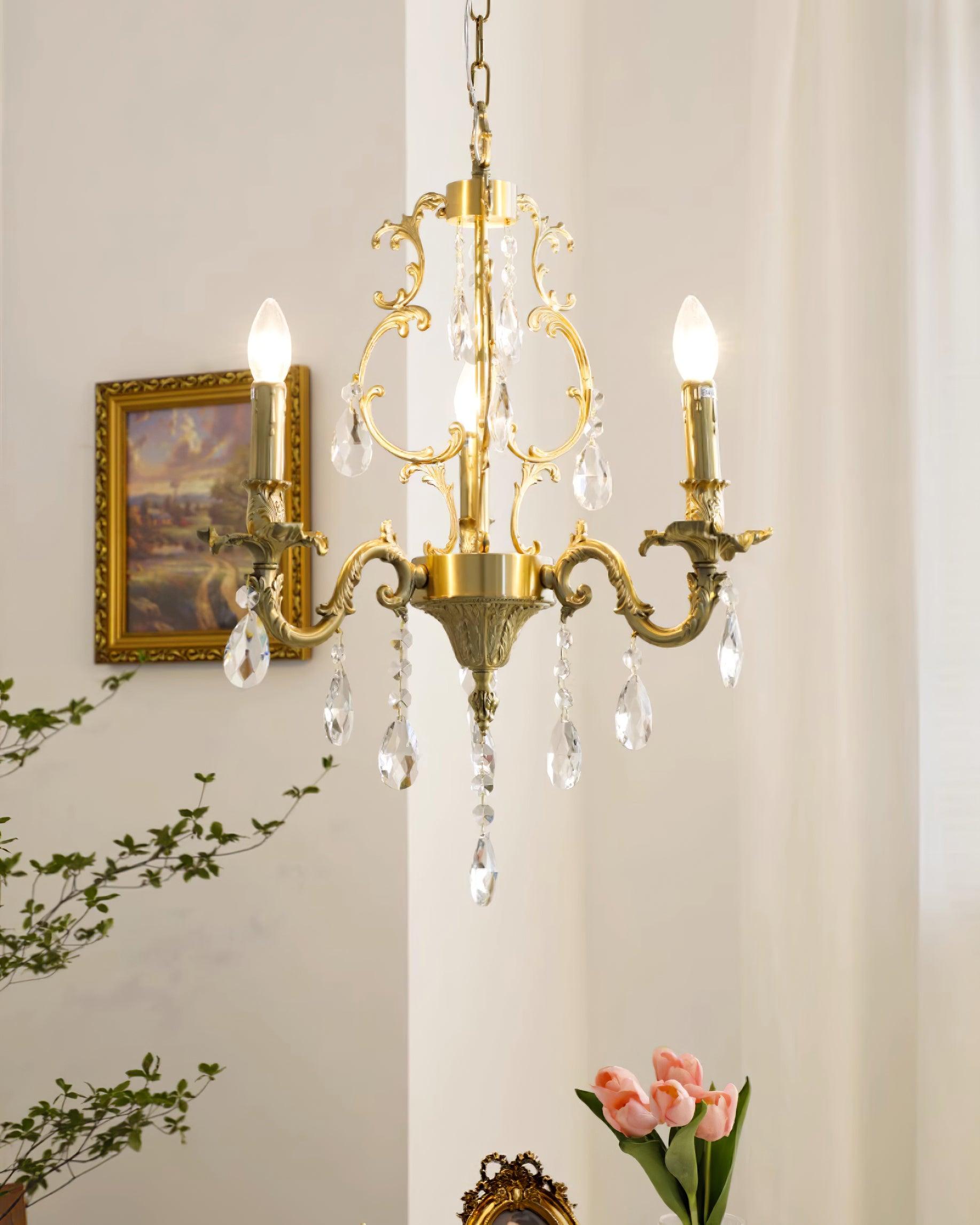 Elvion Classic Brass Crystal Chandelier