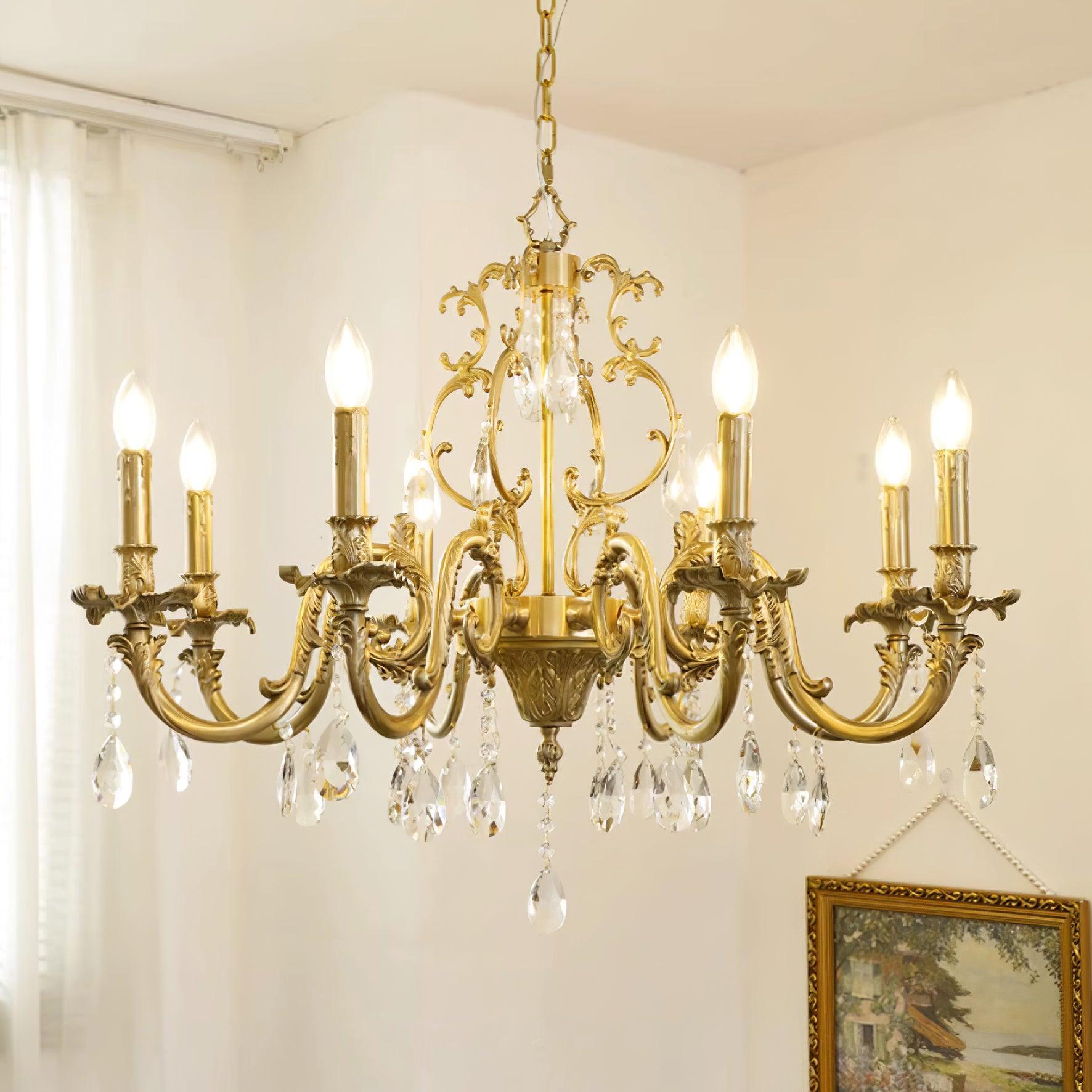 Elvion Classic Brass Crystal Chandelier