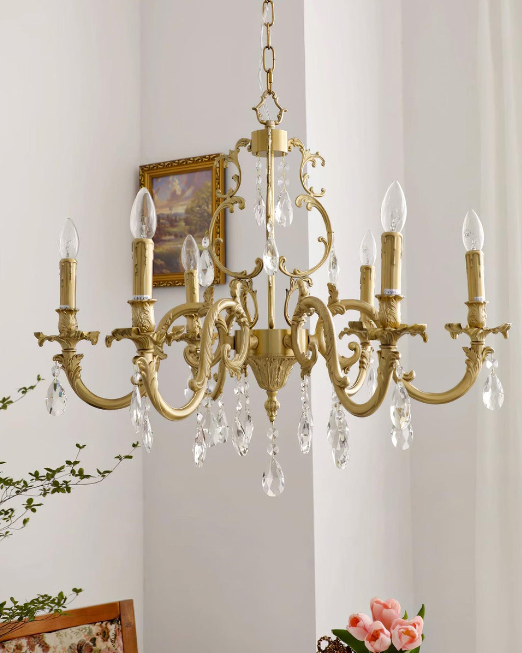 Elvion Classic Brass Crystal Chandelier