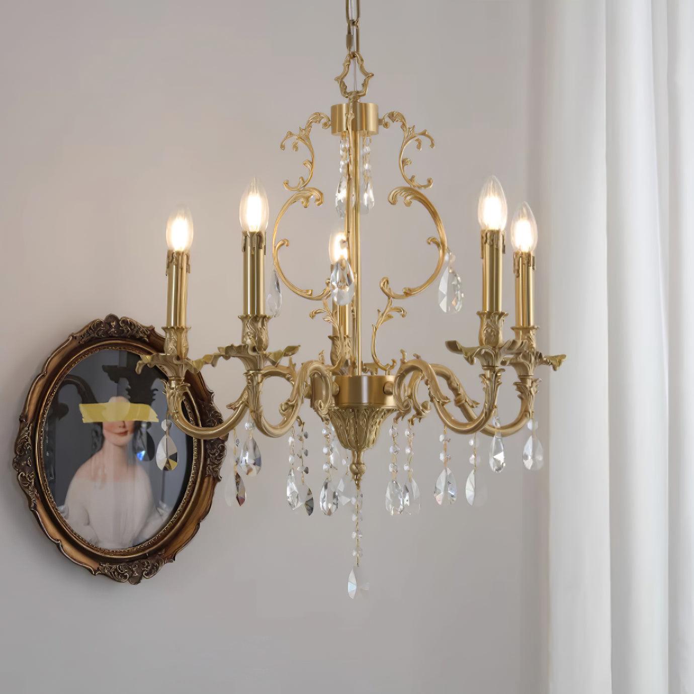 Elvion Classic Brass Crystal Chandelier