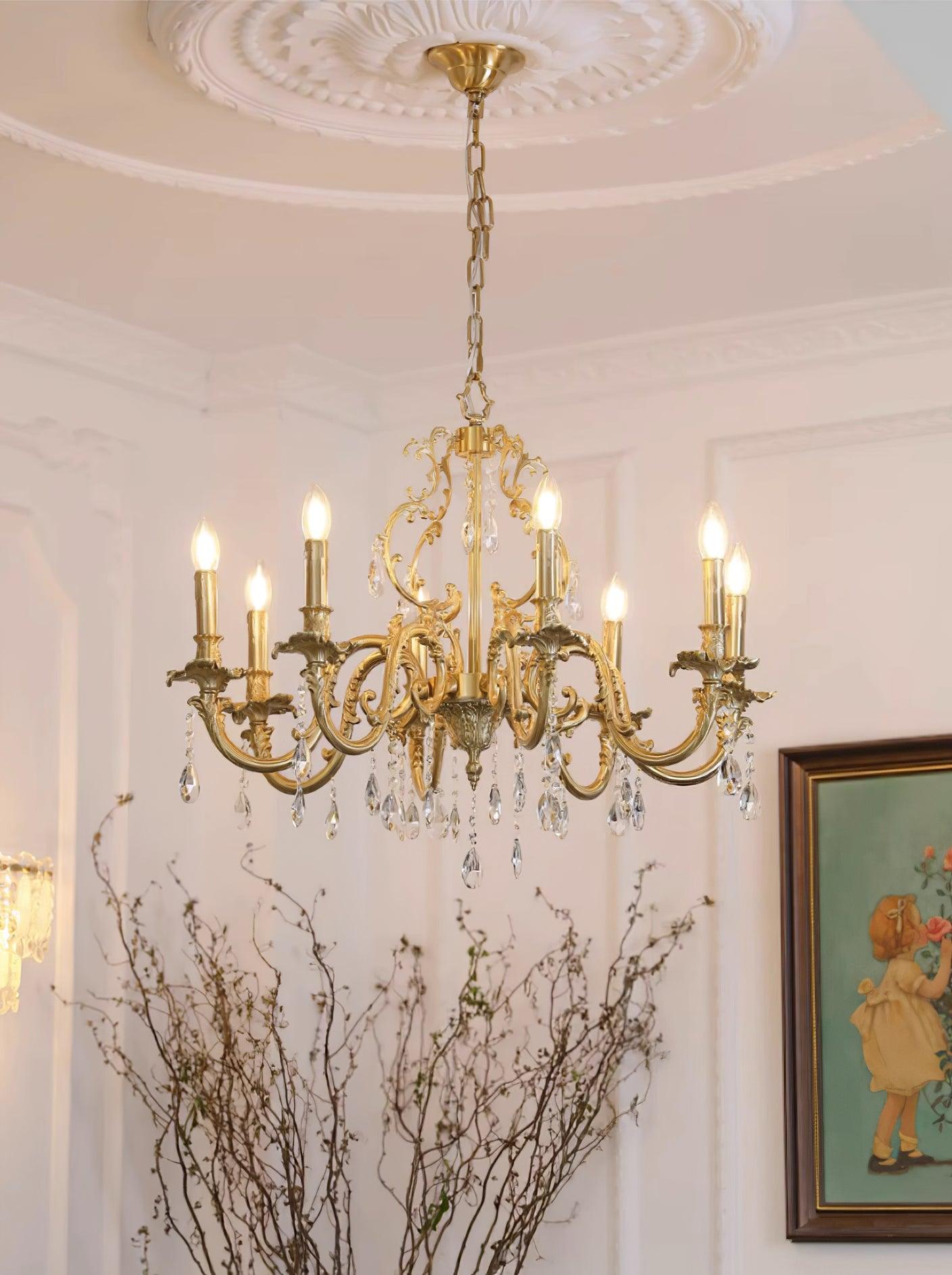 Elvion Classic Brass Crystal Chandelier