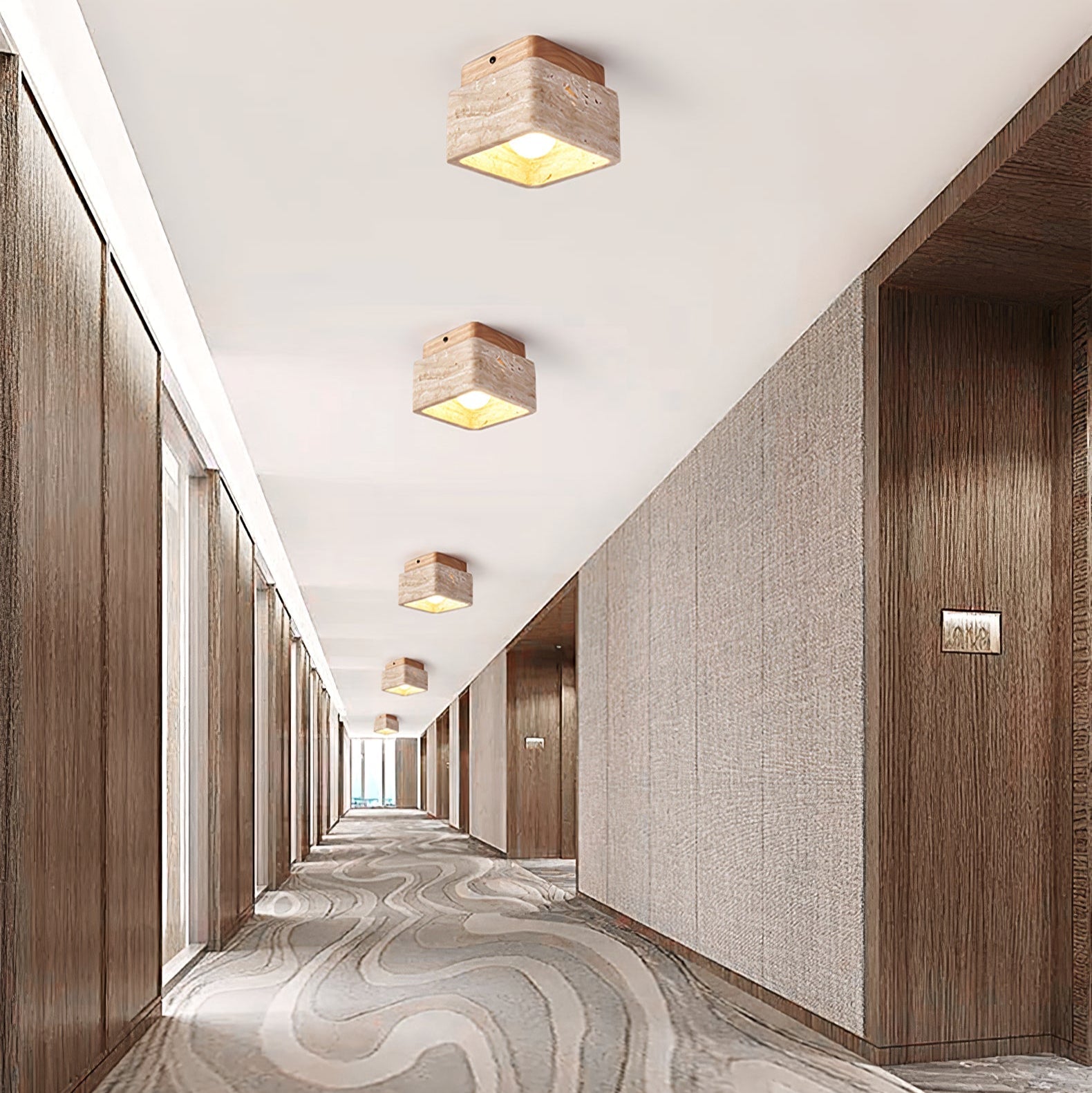 Alaearis Textured Travertine Ceiling Light