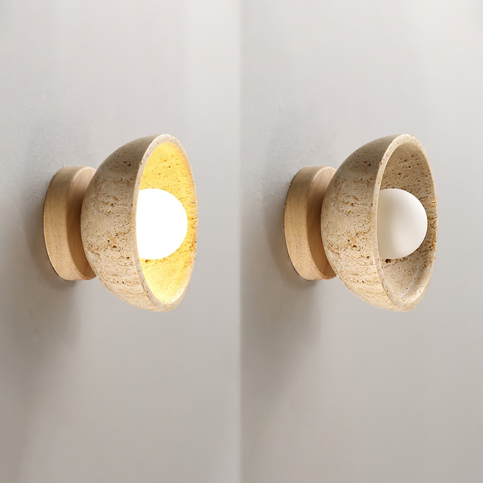 Vacaris Half-Dome Travertine Wall Light