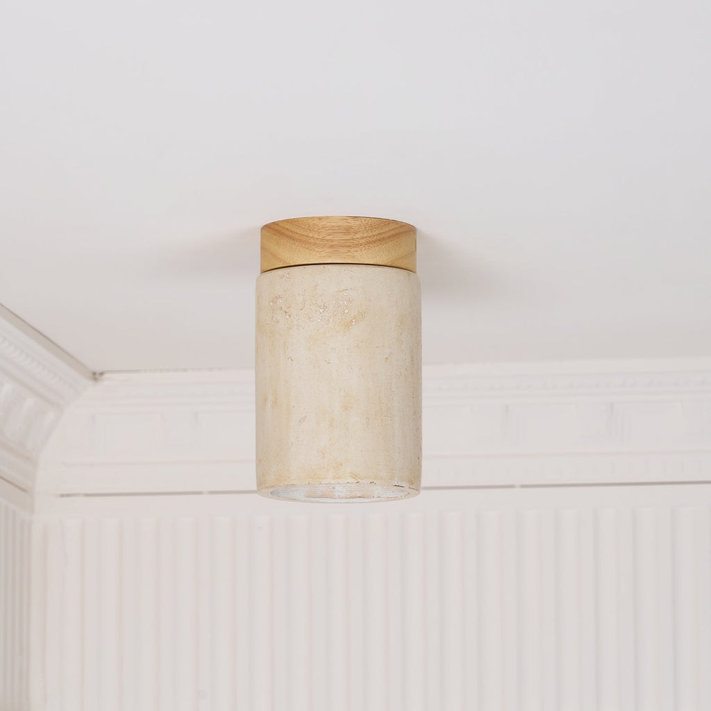 Aurnorira Cylinder Cap Travertine Ceiling Light