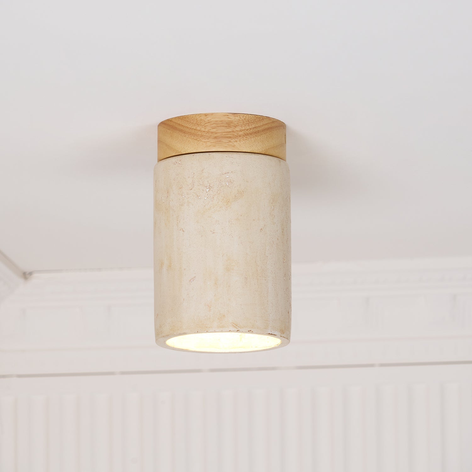 Aurnorira Cylinder Cap Travertine Ceiling Light