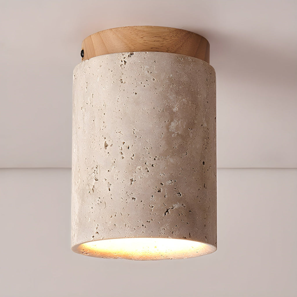 Aurnorira Cylinder Cap Travertine Ceiling Light
