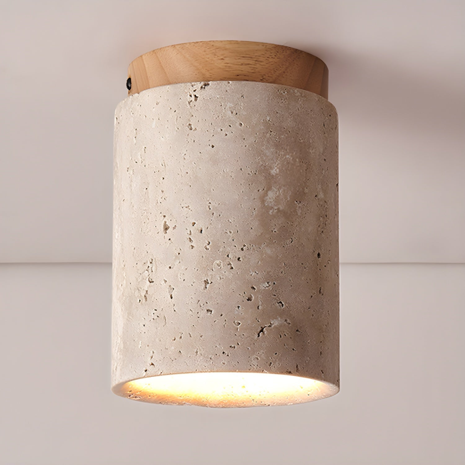 Aurnorira Cylinder Cap Travertine Ceiling Light