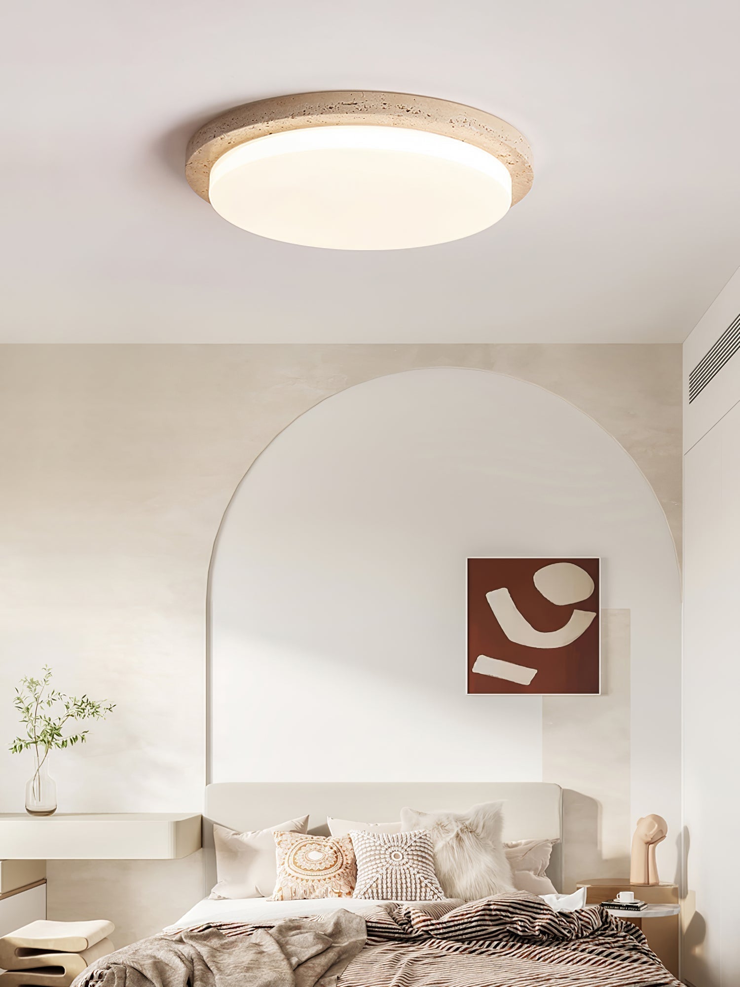 Etala Smooth-Edge Travertine Ceiling Light - Kingsley Beaumont