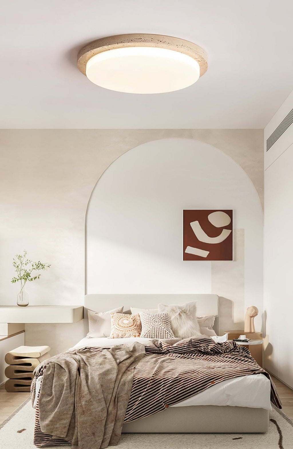 Etala Smooth-Edge Travertine Ceiling Light - Kingsley Beaumont
