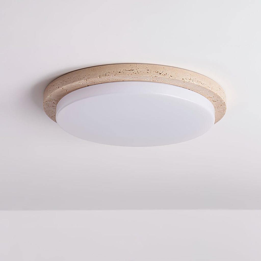 Etala Smooth-Rim Travertine Ceiling Light