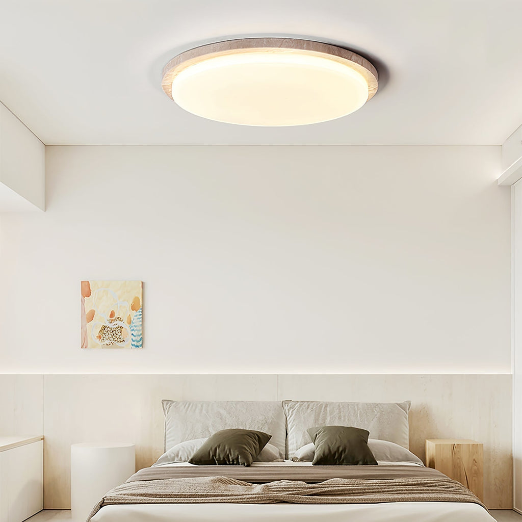 Etala Smooth-Rim Travertine Ceiling Light