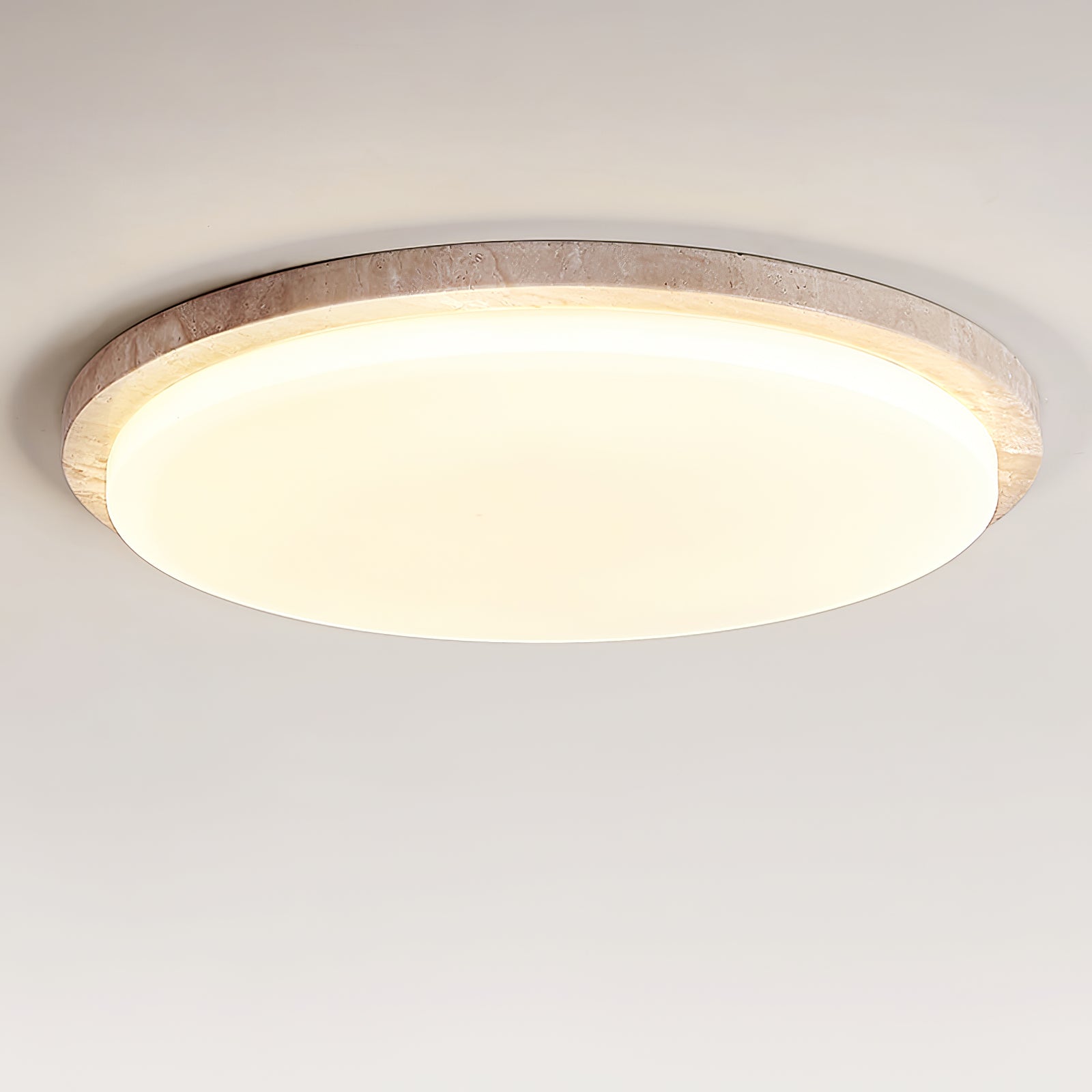 Etala Smooth-Rim Travertine Ceiling Light
