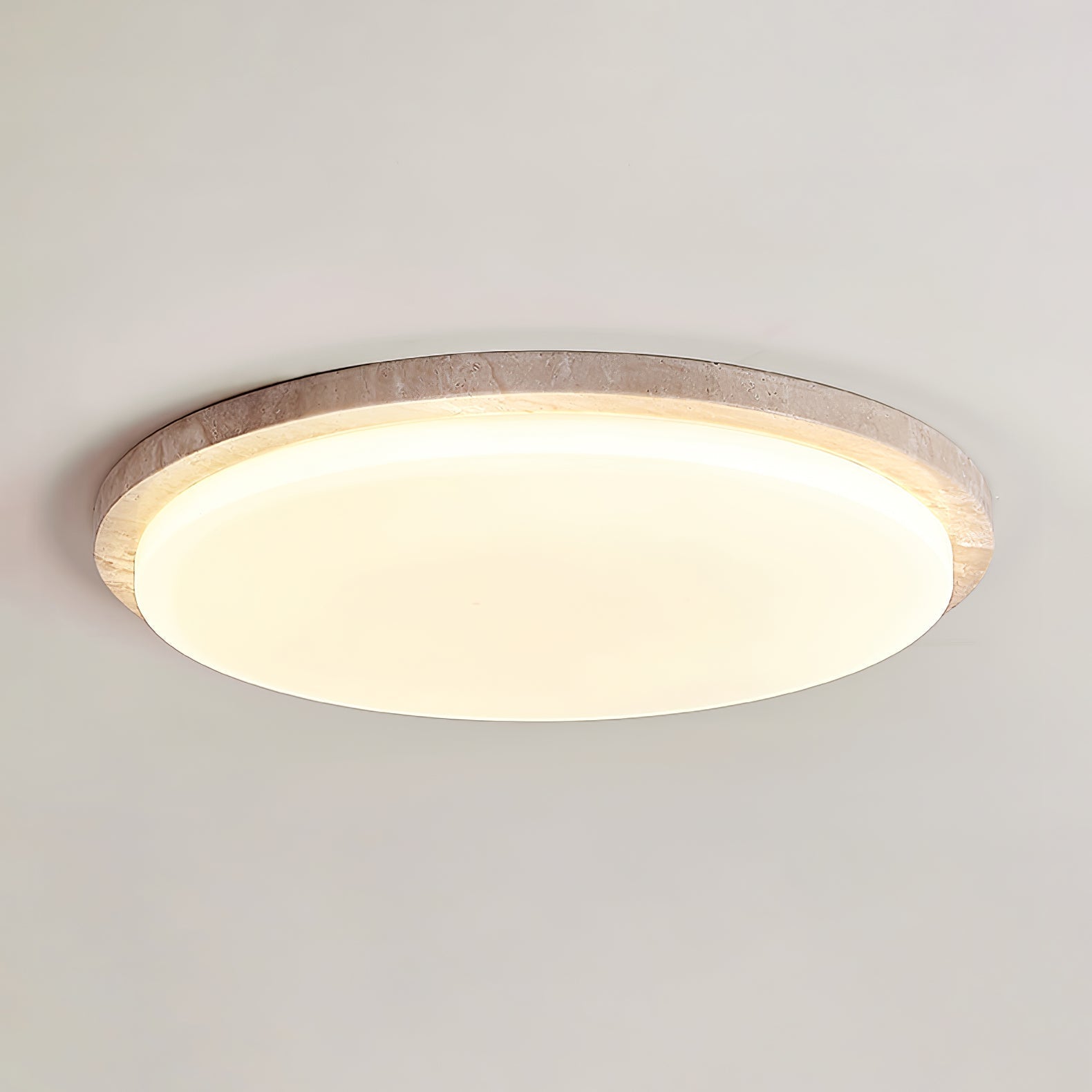 Etala Smooth-Rim Travertine Ceiling Light