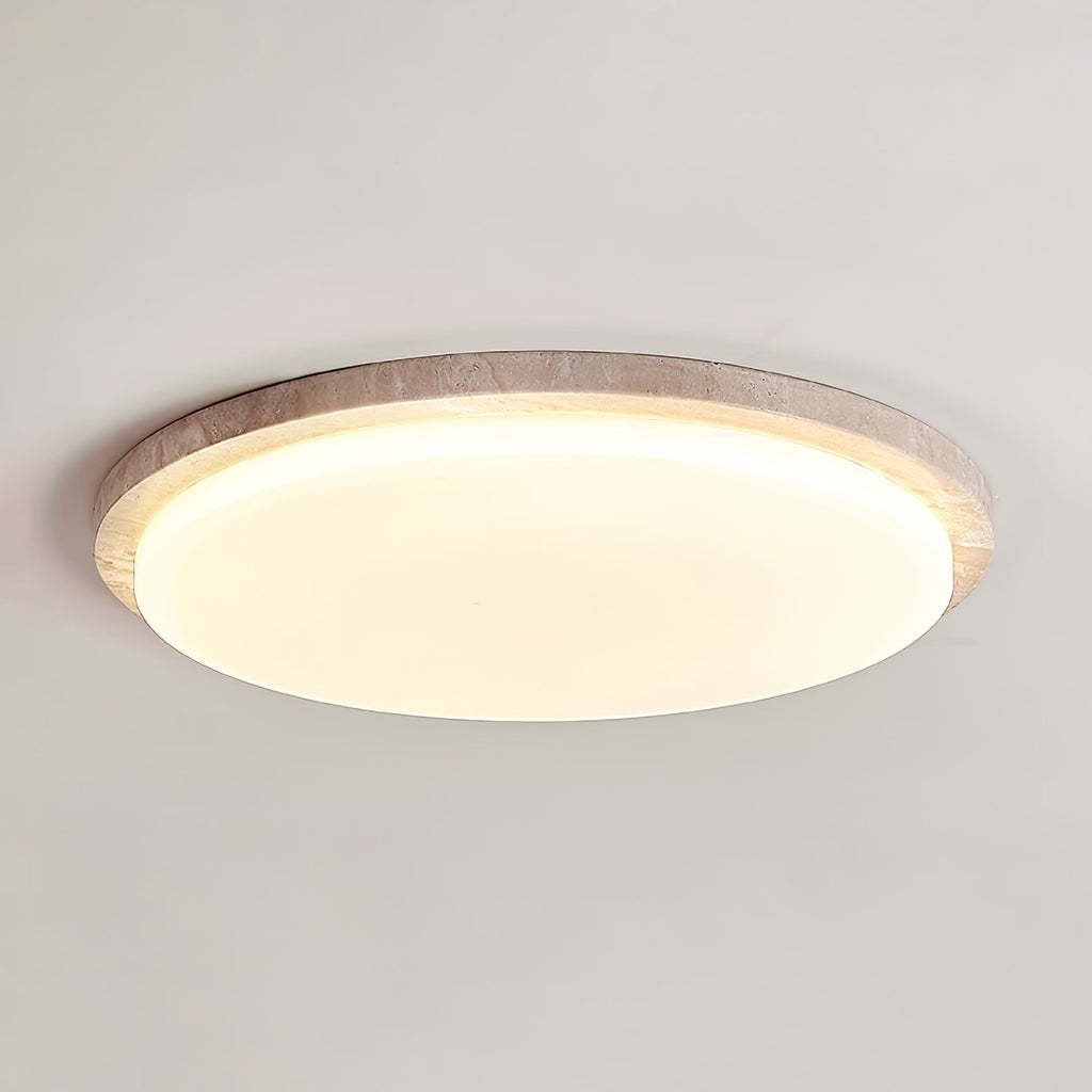 Etala Smooth-Rim Travertine Ceiling Light