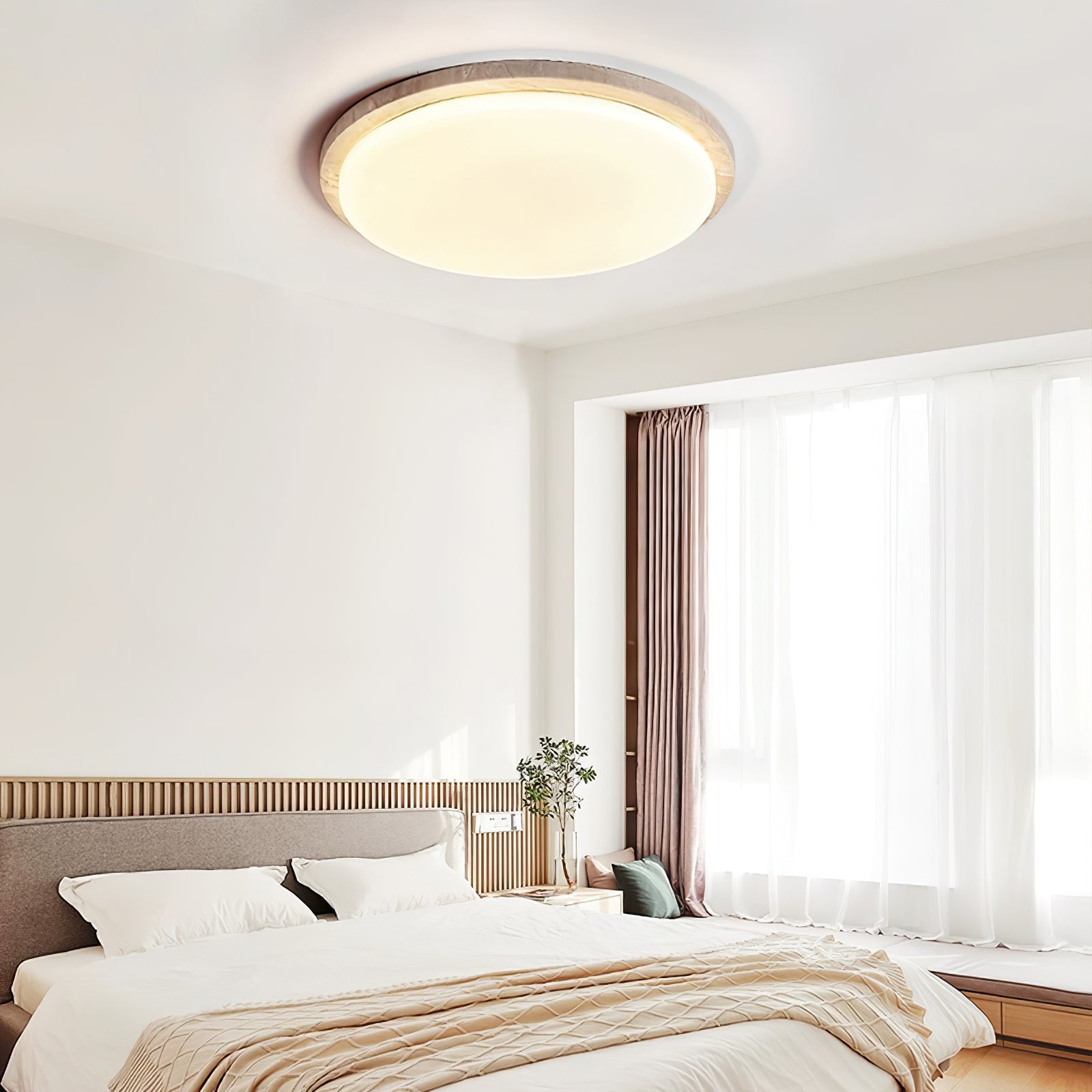 Etala Smooth-Edge Travertine Ceiling Light - Kingsley Beaumont