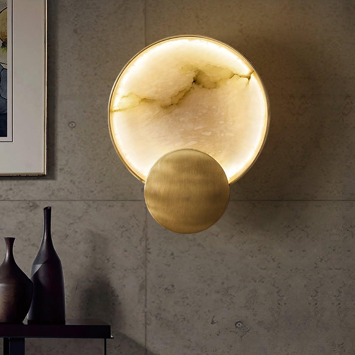 Myvelarae Wall Light Circular in Alabaster - Kingsley Beaumont