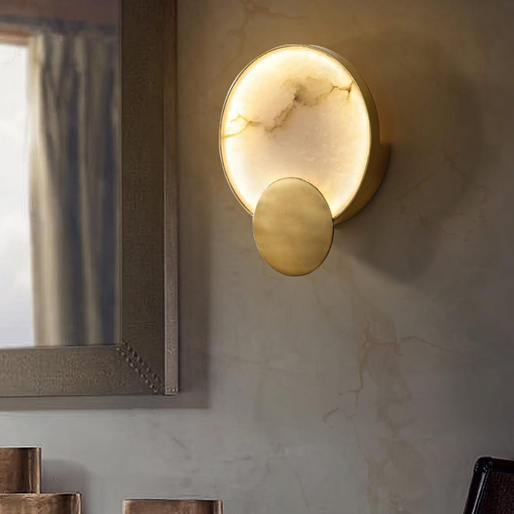 Myvelarae Wall Light Circular in Alabaster - Kingsley Beaumont
