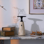 Vespera Sculptural Travertine Table Lamp