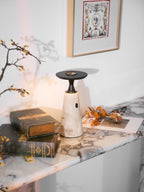 Vespera Sculptural Travertine Table Lamp