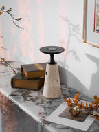 Vespera Sculptural Travertine Table Lamp
