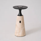 Vespera Sculptural Travertine Table Lamp