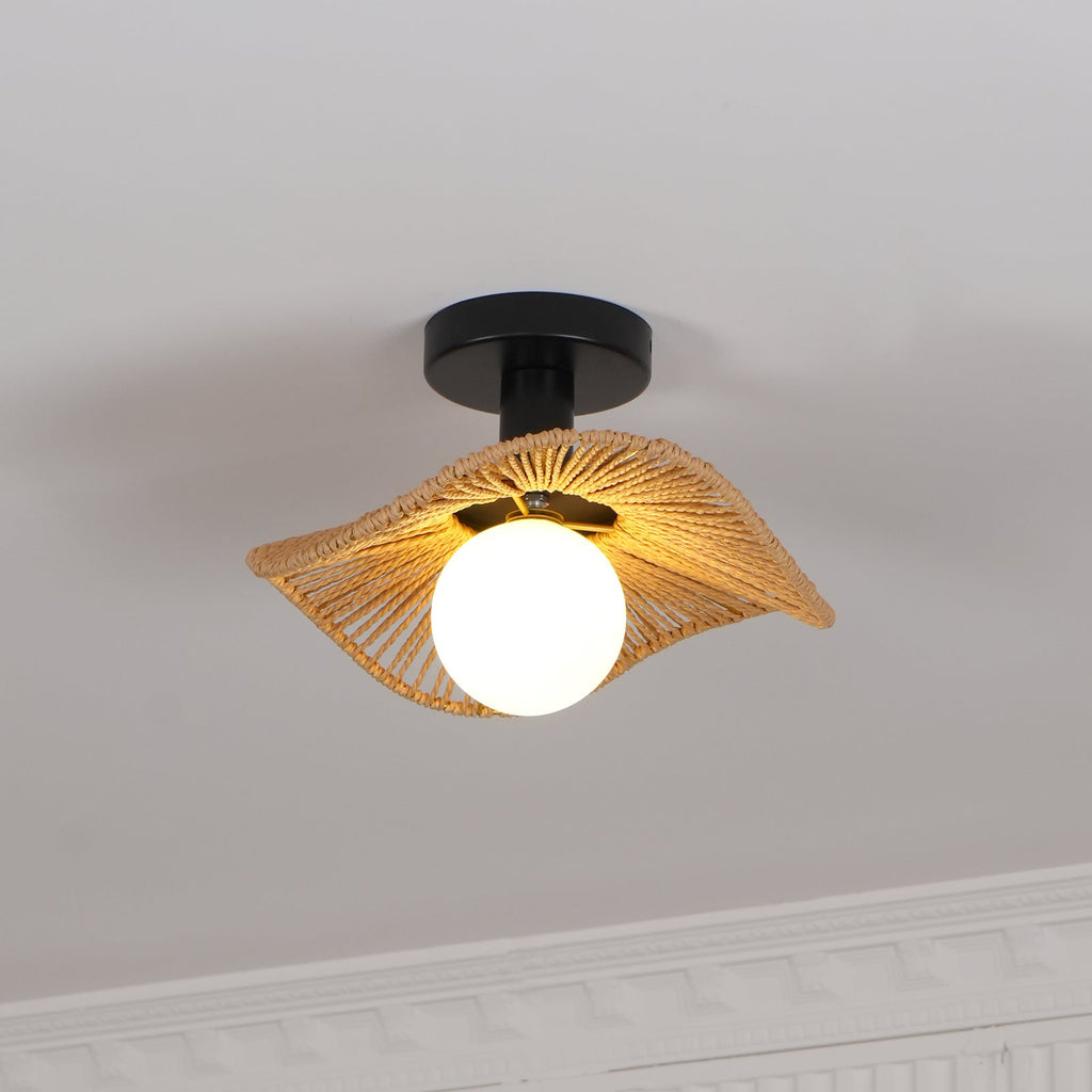 Fynora Woven Semi Flush Ceiling Light