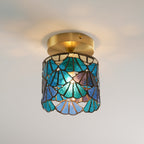 Rosavine Tiffany Stained Glass Semi Flush Mount Light