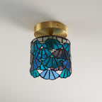 Rosavine Tiffany Stained Glass Semi Flush Mount Light
