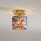 Rosavine Tiffany Stained Glass Semi Flush Mount Light