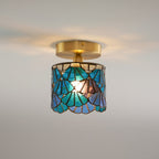 Rosavine Tiffany Stained Glass Semi Flush Mount Light