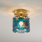 Rosavine Tiffany Stained Glass Semi Flush Mount Light