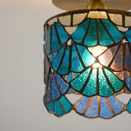 Rosavine Tiffany Stained Glass Semi Flush Mount Light