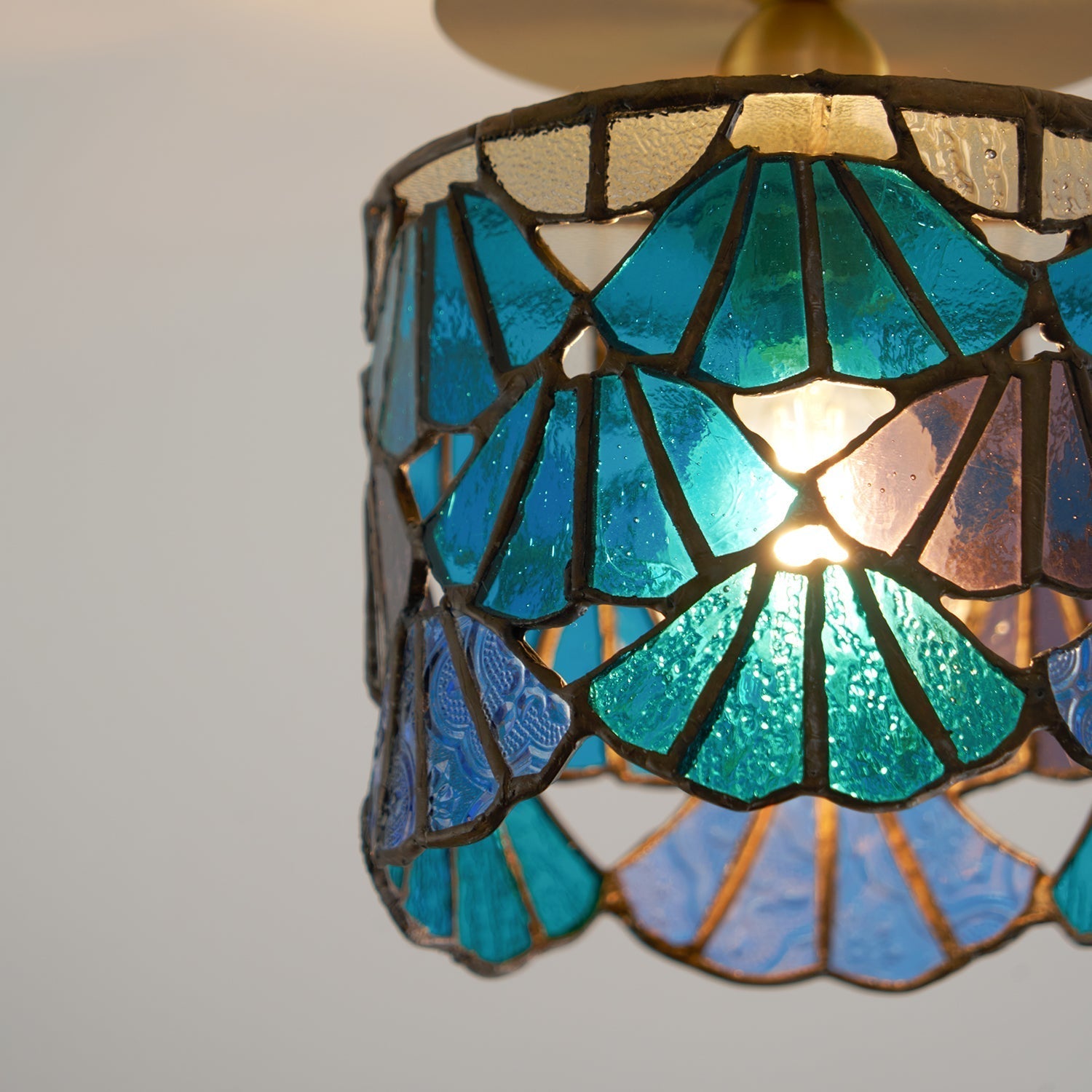 Rosavine Tiffany Stained Glass Semi Flush Mount Light