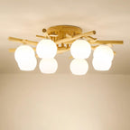 Ceiling Light Wood Body Glass Globes Organic Warm Minimalist