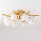 Ceiling Light Wood Body Glass Globes Organic Warm Minimalist