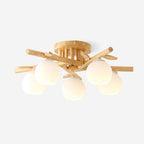 Ceiling Light Wood Body Glass Globes Organic Warm Minimalist