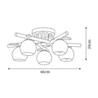 Ceiling Light Wood Body Glass Globes Organic Warm Minimalist