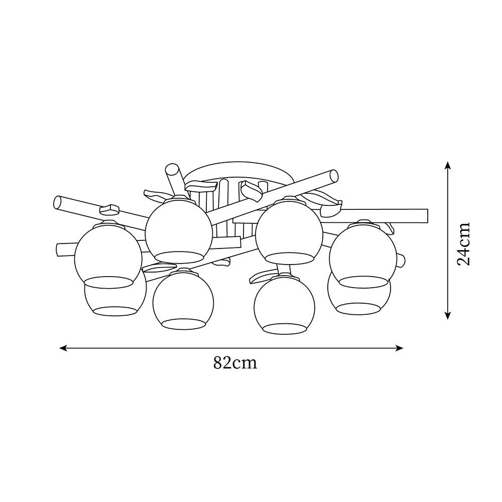 Ceiling Light Wood Body Glass Globes Organic Warm Minimalist