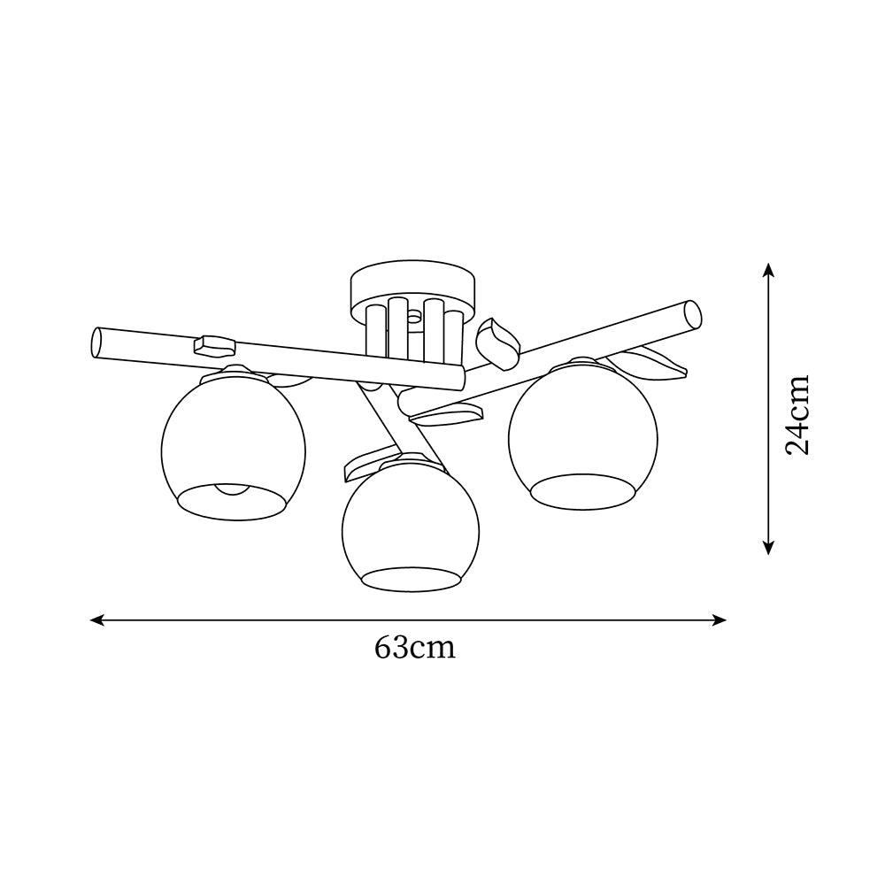 Ceiling Light Wood Body Glass Globes Organic Warm Minimalist